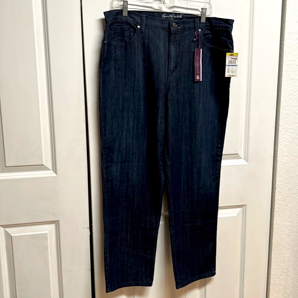 Gloria Vanderbilt Amanda Dark Blue Denim Ultra Slimming Jeans Size 18 Short NWT